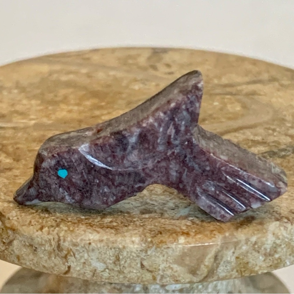 Zuni Carved Bird Fetish Bead Drilled Stone Native American Animal Carving 1”